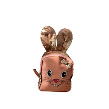 Çocuk Çanta Tavşan Figürlü Pullu Kız Çocuk Sırt Çantası Pullu Sırt Çanta Açık Pudra Pembe