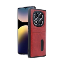 Uryport Xiaomi Redmi Note 14 Pro 4g Kılıf Sara Kartvizitli Deri Kılıf - Kırmızı