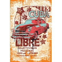 küba havana  klasik araba retro ahşap poster
