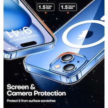 Sararmaz Apple iPhone Uyumlu 13 Ve 14 İle Uyumlu Crystal Clear Mika Manyetik Darbe Emici Şeffaf Kılıf Şeffaf Manyetik Mika Sararmaz,13-14