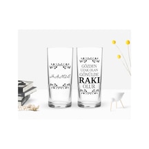 Kişiye Özel Renkli Baskılı Gönülde Rakı Olur Tasarımlı İkili Rakı