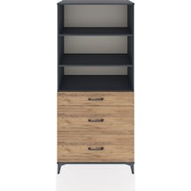 Hyperion Dolap 3 Raflı 3 Çekmeceli 88x44x195 Antrasit-çam Antrasit