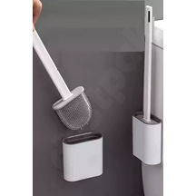 Beyaz Yapışkanlı Duvar Monteli Silikon Tuvalet Fırçası