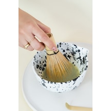 Seramik Mat Siyah Benekli Matcha Kase Ve Whisk Tutacağı Set Beyaz - Siyah - 711673884 Beyaz - Siyah
