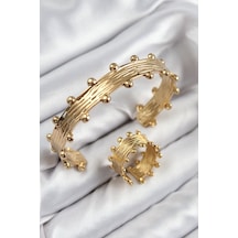 Pirinç Topcuk Model Gold Renk Bileklik Yüzük Set Vice1395 0689 Çok Renkli