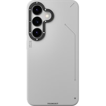 Galaxy S25 Kılıf Magsafe Uyumlu Mat Deri Desenli Youngkit Tech Fashion Serisi Kapak Gümüş Galaxy S25 Kılıf Magsafe Uyumlu Mat Deri Desenli Youngkit Tech Fashion Serisi Kapak Gümüş