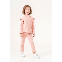 Miniğimin Cicileri 2-5 Yaş Fırfır Detaylı Kaşkorse Kız Çocuk Balıkçı Yaka Takım - Pembe Pembe-56496