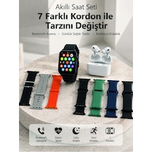 Bluetooth Görüşme Destekli Akıllı Saat Seti Kablosuz Kulaklık, 7 Kordon Ve Çoklu Spor Modu - Lisinya