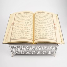 Raşel Kaplama Rahleli Kur'an-ı Kerim Orta Boy, Gri