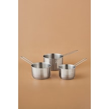 Emsan Fiorino İndüksiyon Tabanlı Çelik 3 Parça Mini Sütlük/sosluk Set Gümüş