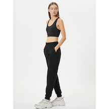 Koton Spor Jogger Eşofman Altı Rahat Kalıp Yüksek Beli Bağlamalı Cepli Siyah 4sak40046nk 4SAK40046NK999 Siyah