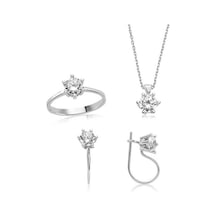 Gümüş Tek Taş Kadın Set (73039347)