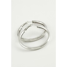Boru - 678 - Halka Küpe 5,5 Cm - Nazblsmm - Gümüş Rengi