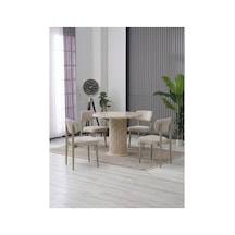 Arel Bohem 90x90 Mebran Masa / 4 Polo Sandalye Takım Krem Krem