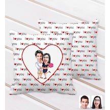 Kişiye Özel Sevgililer Karikatürlü I Love You Kalp Desenli Dekora (529484604)