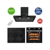 Alveus AFM Serisi Rm6 Siyah Cam Turbo + Soğutma Dijital Dokunmatik 3'Lü Ankastre Set Fırın + Ocak + Davlumbaz