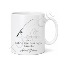 Balıkçıya Hediye İsme Özel Baskılı Kupa Bardak Balıkçılık Temalı Beyaz