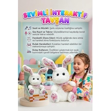 Tatlı Arkadaşım Tavşan Müzikli Sesli Ses Kaydı Ve Ses Tekrarı Yapan Hareketli Kulaklı Oyuncak Peluş Beyaz