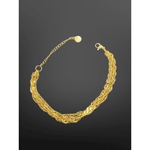 Gold Renk Örgü Zincir Model 316l Çelik Bileklik Özel Günler İçin Şık Tasarım Gold