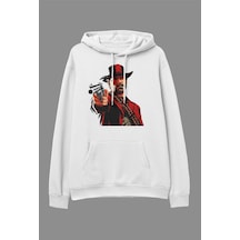 Tarzsokak Oversize Red Dead Redemption 2 Tasarım Baskılı Kapüşonlu Sweatshirt Hoodie Beyaz