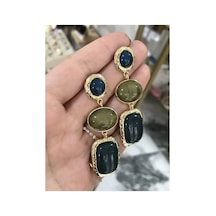 Gold Detaylı Sallantılı Vintage Model Küpe Çok Renkli