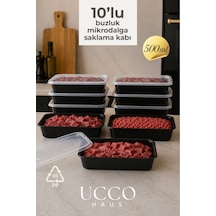500 Ml Kapaklı Buzluk Mikrodalga Saklama Kabı - 10 Adet- Et, Kıyma, Yemek, Salata Buzdolabı Organizeri Siyah