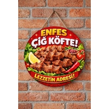 Mayeka Çiğ Köfte Dükkanı İçin Duvar Kapı Tablo Süsü Ahşap Askılı Pano Tabela No 16