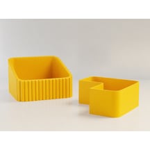 3d Baskı Fıstık Kasesi - Çift Hazneli Kabuk Ayırıcı Sunum Kasesi - Sarı Sarı