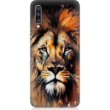 Samsung Galaxy A70 Uyumlu Sarı Kırmızı Kral Aslan Desenli Silikon Kılıf