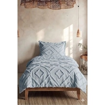 Iskandinav Gri Tek Kişilik Yatak Örtüsü 180 x 235 CM 1 Adet Yastık Gri