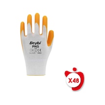 Beybi PN5 Sarı Polyester Örme Nitril İş Eldiveni 10 Beden 48 Çift
