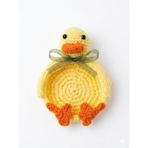 Sarı Ördek Amigurumi El Örgüsü Bardak Altlığı - Çok Amaçlı Dekoratif Takı Ve Anahtar Tabağı - El Yapımı Örgü Figürlü Coaster 1