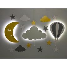 Dekoratif Ahşap Aydede İsimli Bulut Balon Gece Lambası