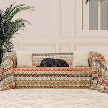 Softmicro Boho Etnik Desenli Mikrofiber Koltuk Örtüsü Ve Şalı, Kaymaz 180x220 Cm Çok Renkli