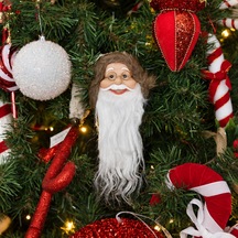 Yılbaşı Süsü Noel Baba Kafası Mini Kürk Şapkalı Kahve 25 Cm
