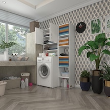 Kenzlife Çamaşır Makinesi Dolabı Hayzummaks Byz 180 096 55 Banyo Kiler Çift Kapaklı Arkalıklı Çok Renkli