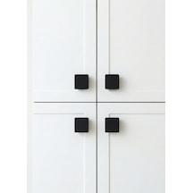 Dolap Kulpu 3,5 X 3,5 Cm Plastik 4 Adet - 30mm Kulp Vidası İle Beraber Gönderilir Siyah