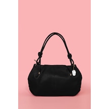 Westbag Kadın Dokulu Büzgülü Premium El Ve Omuz Çantası Siyah