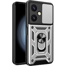 Vivo Y27 Kılıf Pars Lens Sürgülü Yüzüklü Standlı Korumalı Kılıf