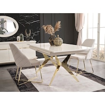 Angel Açılır Yemek Masası + 6 Adet Sandalye Beyaz