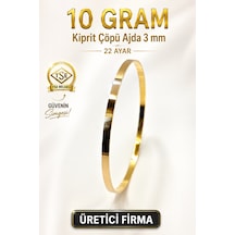 22 Ayar Tse Belgeli 10 Gram 3 Mm Kibrit Çöpü Ajda Altın Bilezik İşçiliksiz Yatırımlık