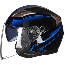 Worryfreeshopping GXT710 Çift Lens Motosiklet Kask Mavi - Parlak Siyah