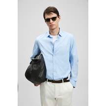 Lufian Frederıc Erkek Basic Gömlek Regular Fit Mavi Mavi 111010674100300