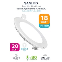 18w Tasarruflu Led Yuvarlak Beyaz Işık Sıva Altı Slim Panel Tavan Aydınlatma Armatürü-20 Adettir