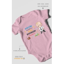Morivokids Küçük Olabilirim Ama Patron Benim Kısa Kollu Bebek Body Koyu Pembe