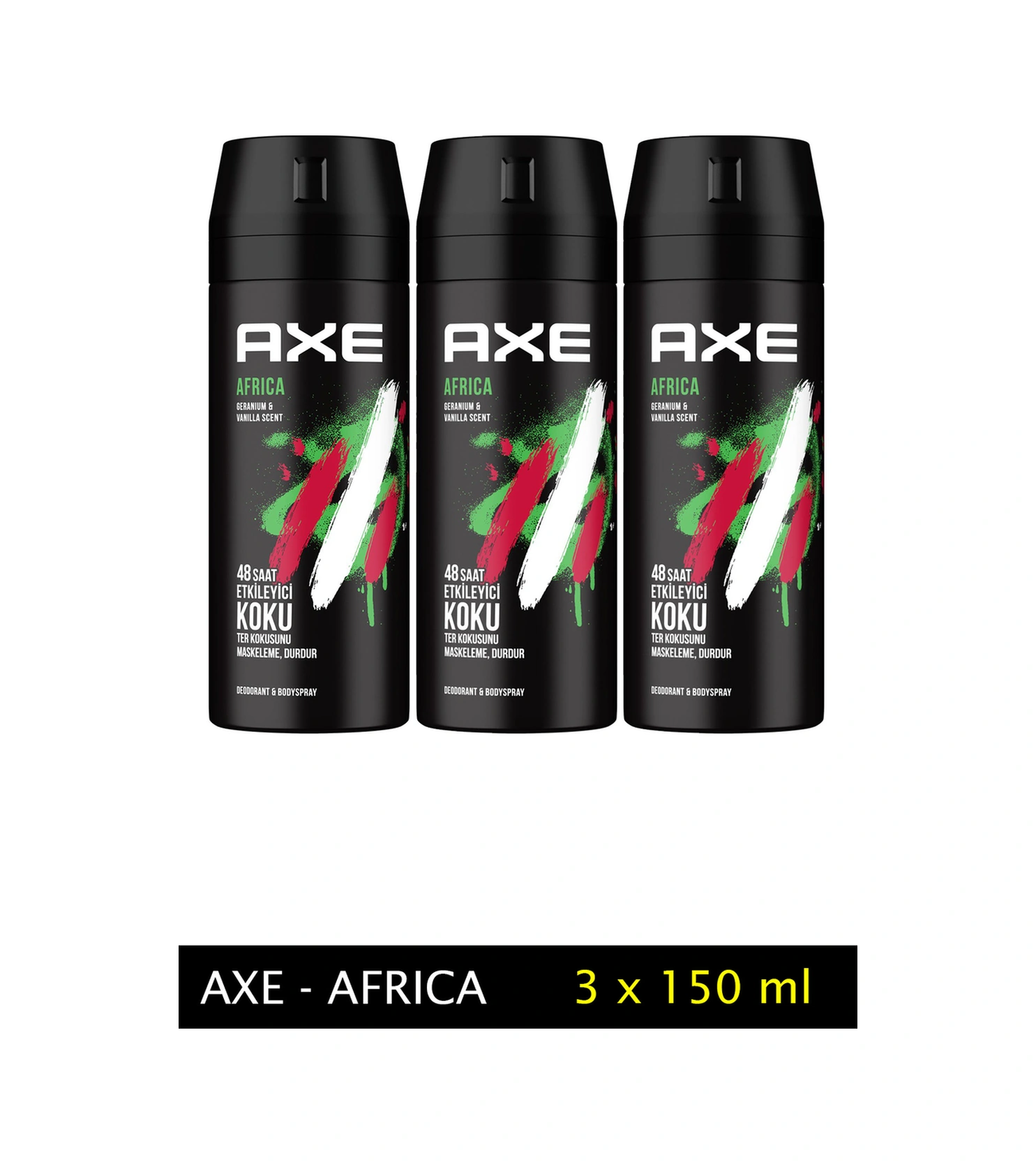 3 Adet Axe Africa Erkek Deodorant Sprey 150 Ml Deri