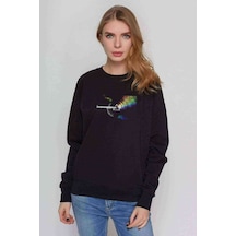 Pink Floyd Dark Side Of The Baskılı Siyah Kadın Sweashirt (534642861)