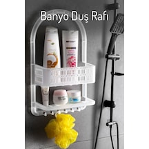 Duvara Asılabilir Askılı Çok Gözlü Banyo Duş Rafı Düzenleyici Şeffaf