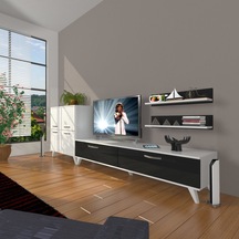 Decoraktiv Eko On Slm Std Retro Tv Ünitesi Tv Sehpası Beyaz - Siyah