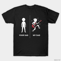 Flood Of Style Babanım Benim Baba Gitar Çalar Müzisyen Rocker Baba T-shirt Erkekler Kadınlar Için % 100% Pam Siyah